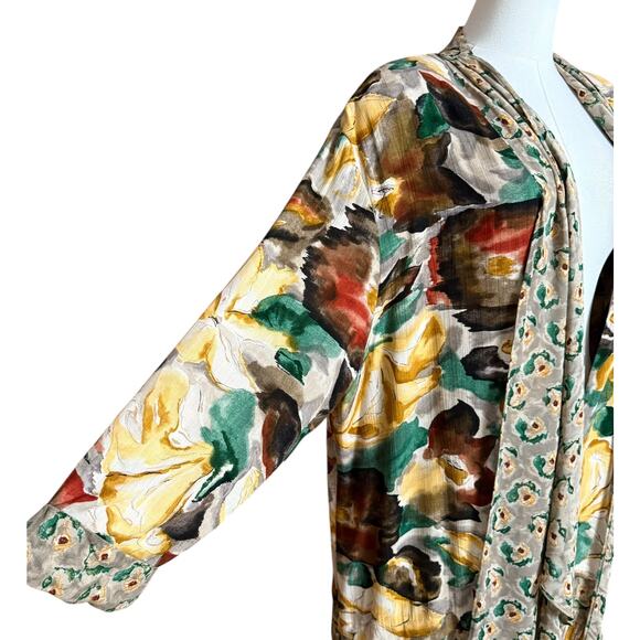 CAROLE LITTLE Vintage 80s Abstract Kimono Artsy Boho Cardigan Tunic Size 14 - Picture 9 of 15